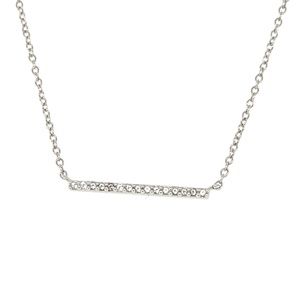 Horizontal Bar Necklace in Sterling  Silver and White spinels